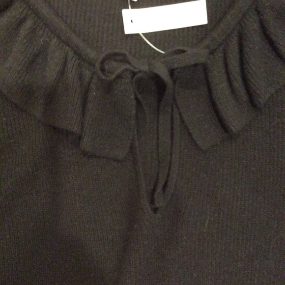 NWT Madewell BLACK Tie-Neck Ruffle Pullover Sweater Collar Knit Top - Picture 5 of 9